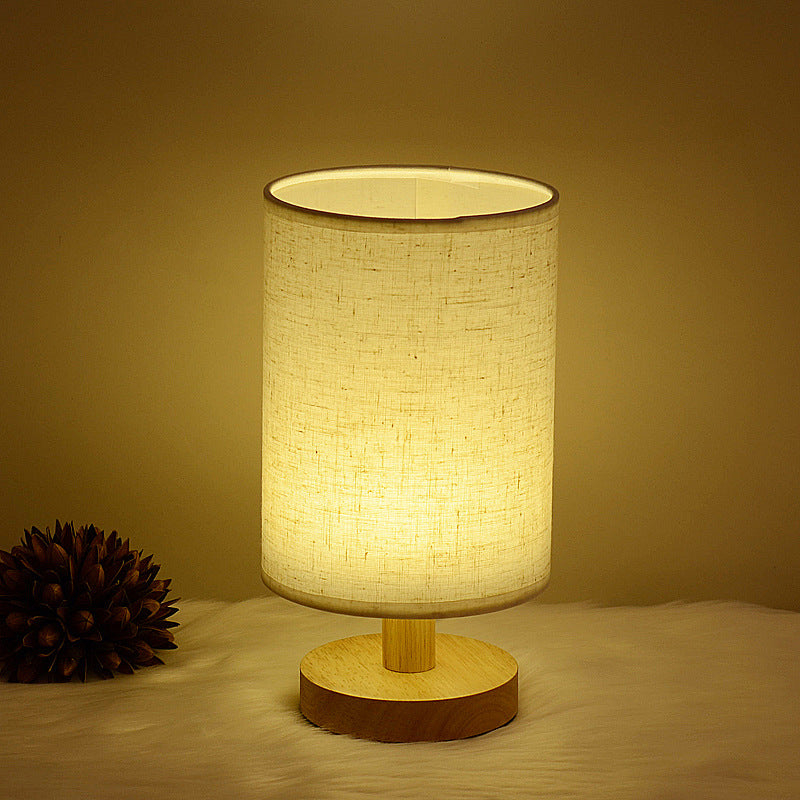 Nordic Wooden Fabric Shade Table Lamp