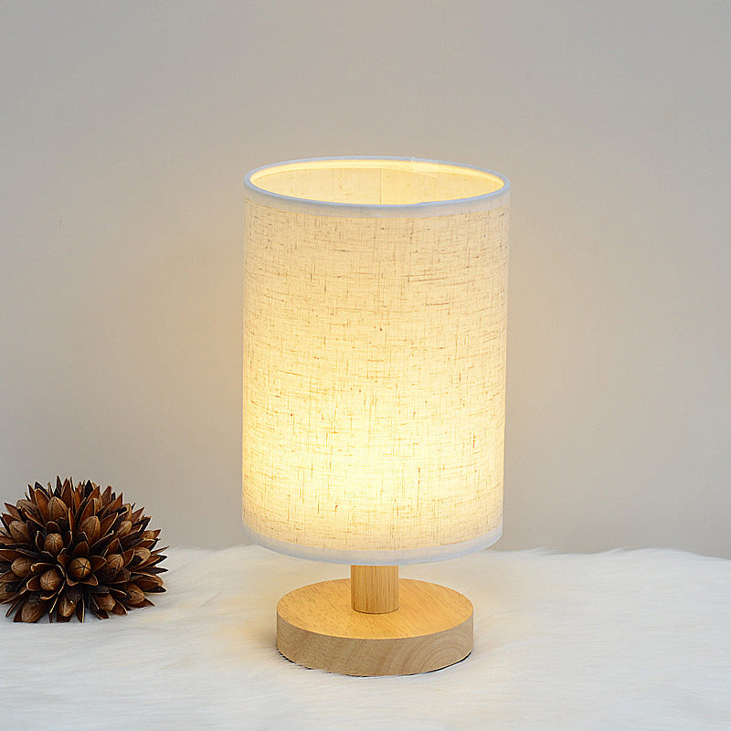 Nordic Wooden Fabric Shade Table Lamp