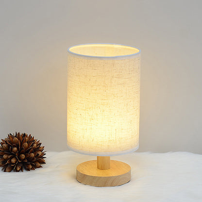 Nordic Wooden Fabric Shade Table Lamp
