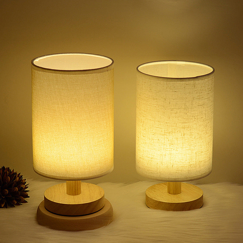 Nordic Wooden Fabric Shade Table Lamp