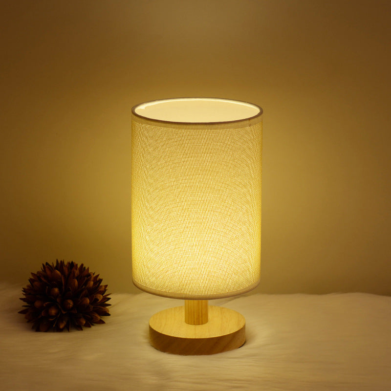 Nordic Wooden Fabric Shade Table Lamp