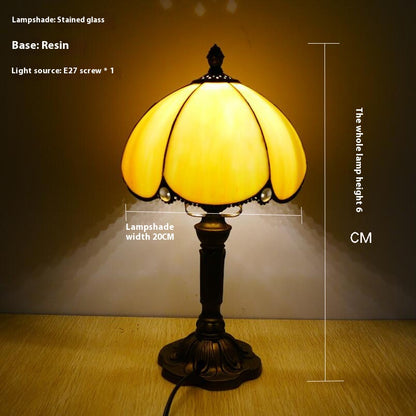 Vintage Tiffany Style Bedside Table Lamp