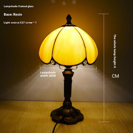 Vintage Tiffany Style Bedside Table Lamp
